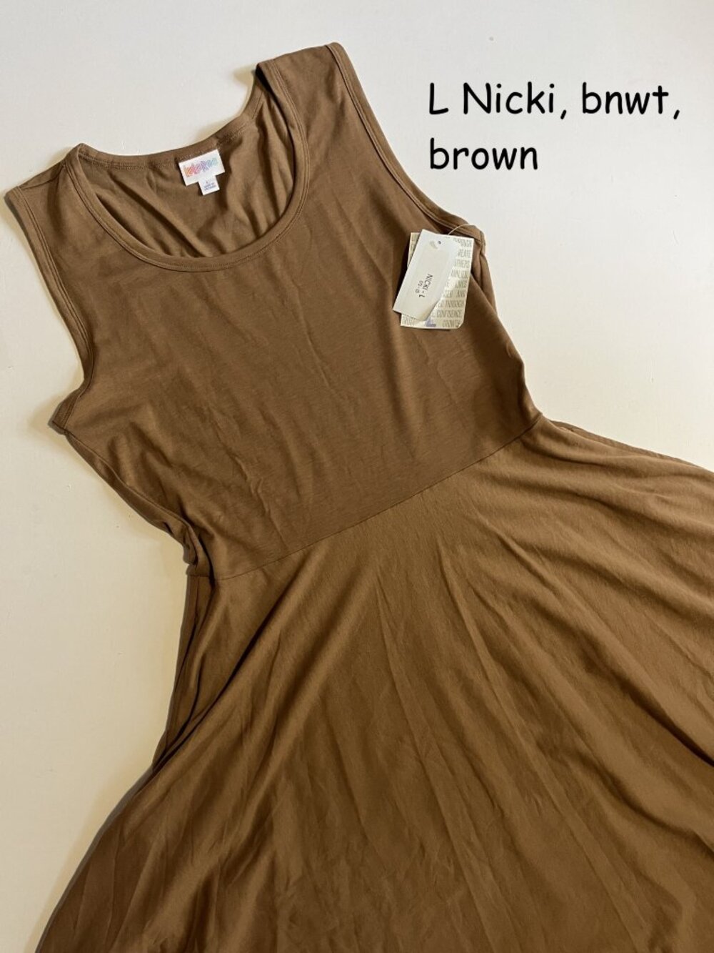 Large Lularoe Nicki tank dress, brown